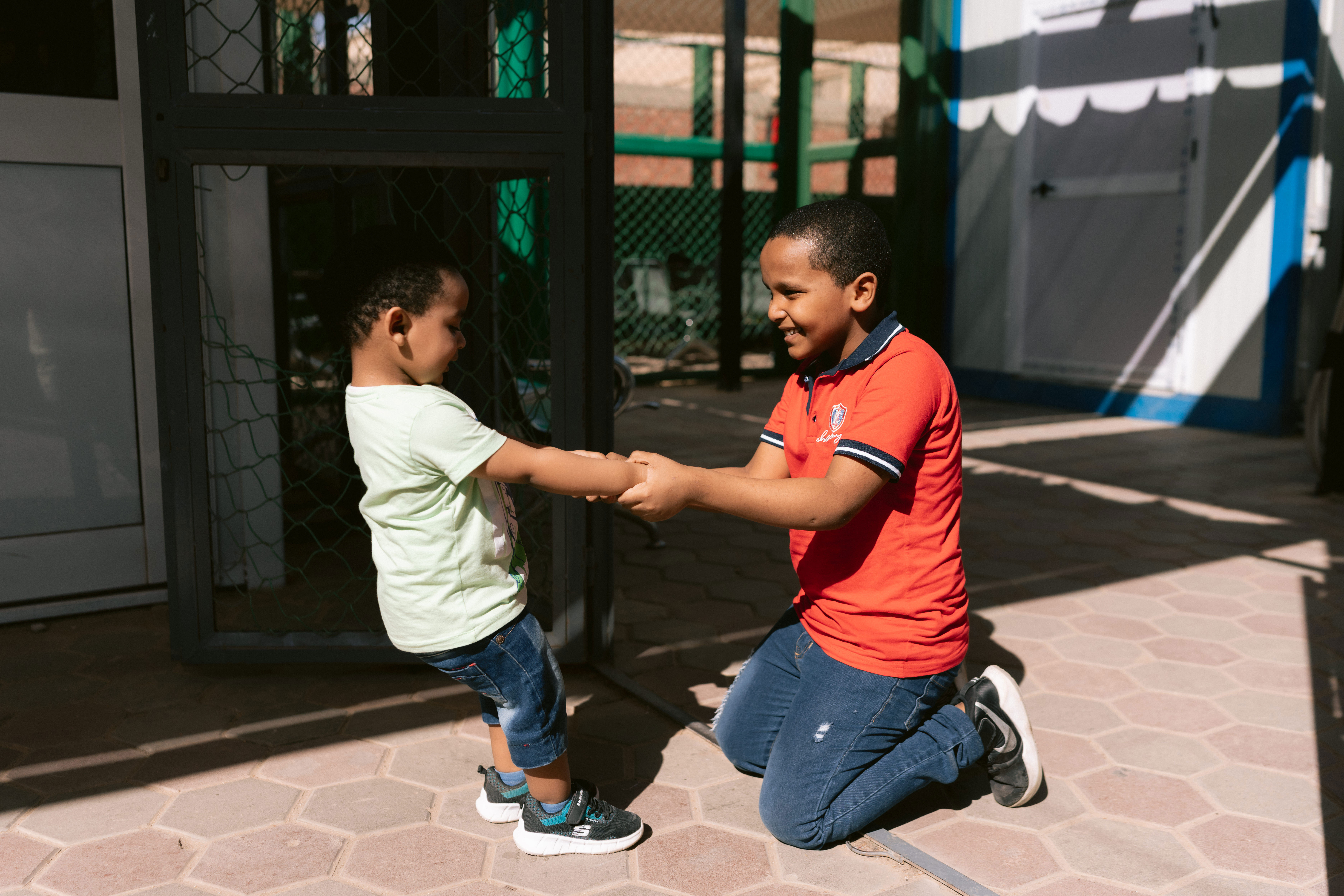 Children at registraction center in Egypt