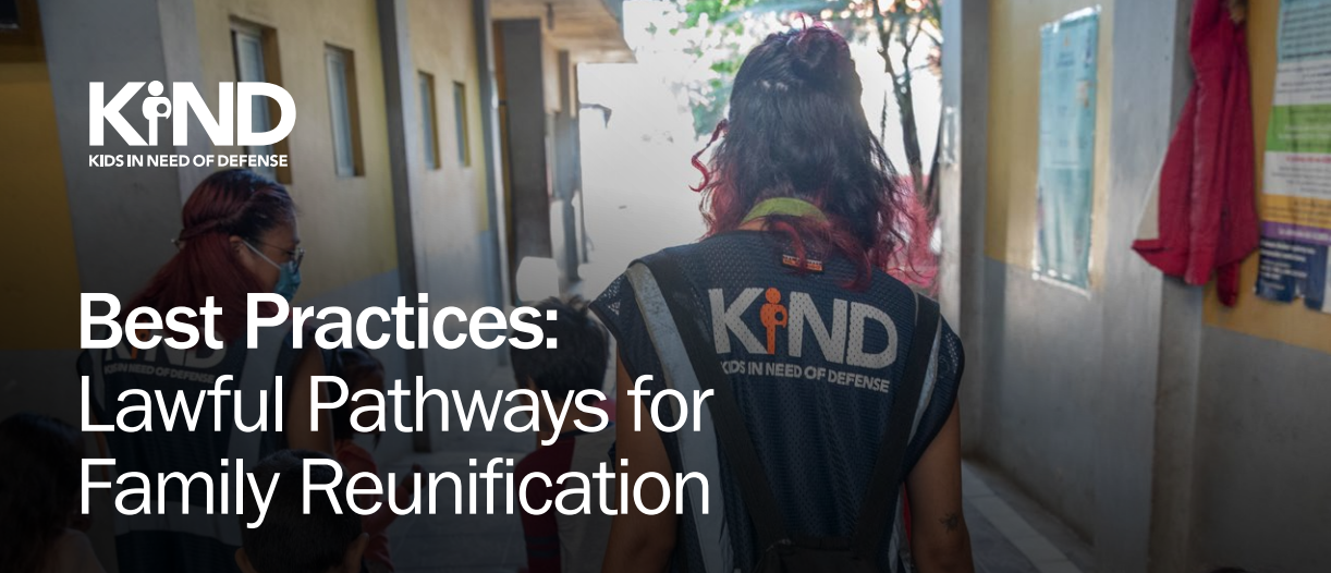 Cover of a best practice brief depicting KIND employees with children