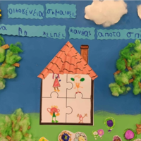 Art drawing picturing a house as a symbol of family