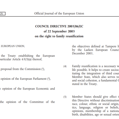 Preview of the Council Directive 2003/86/EC