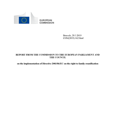 Cover of the EU Commission Report on the implementation of Directive 2003/86/EC on the right to family reunification