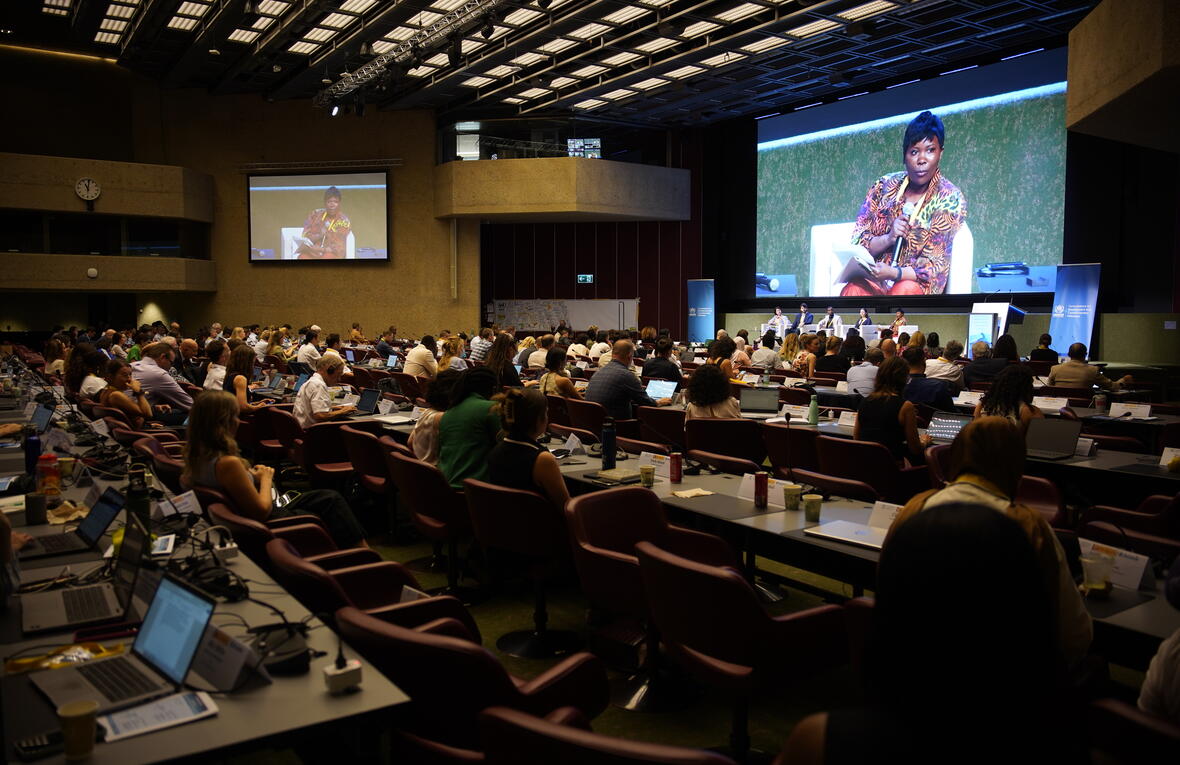 Participants at the 2025 Consultations on Resettlement and Complementary Pathways attending a plenary session